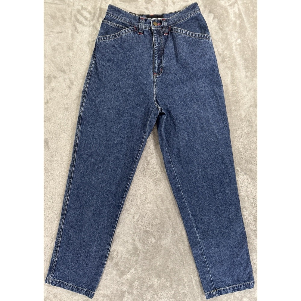 In Focus Mom Jeans Womens 8 Blue High Rise Tapered Leg‎ Curvy Medium Wash Denim